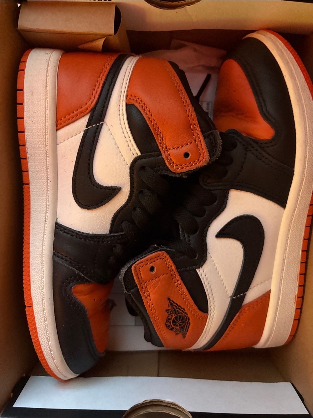 Jordan Kids High-Top Sneakers in Orange/Black/White